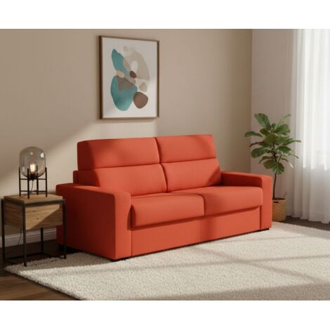 Dmora - Sofá cama 2 plazas Ecate, Sofá convertible para salón, acolchado, desenfundable, calidad 100% Made in Italy, 200x95 h100 cm, Naranja