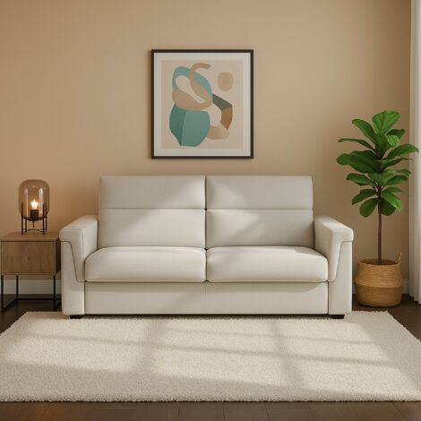 Dmora - Sofá cama 2 plazas Odilia, Sofá convertible para salón, acolchado, desenfundable, calidad 100% Made in Italy, 205x95 h100 cm, Beige