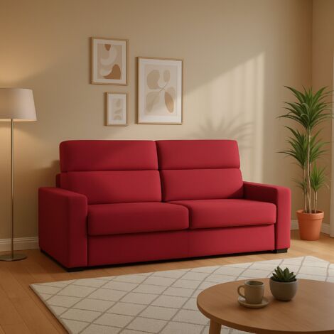 Dmora - Sofá cama 2 plazas Onorina, Sofá convertible para salón, acolchado, desenfundable, calidad 100% Made in Italy, 180x95 h100 cm, Rojo