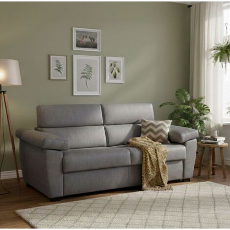 Dmora - Sofá cama 2 plazas Queenie, Sofá convertible para salón, acolchado, desenfundable, calidad 100% Made in Italy, 185x95 h100 cm, Gris