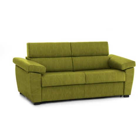 Dmora - Sofá cama 2 plazas Quinta, Sofá convertible para salón, acolchado, desenfundable, calidad 100% Made in Italy, 205x95 h100 cm, Verde