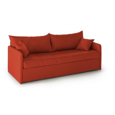 Dmora - Sofá cama 3 plazas Avellana, Sofá convertible para salón, acolchado, desenfundable, calidad 100% Made in Italy, 205x86 h80 cm, Naranja