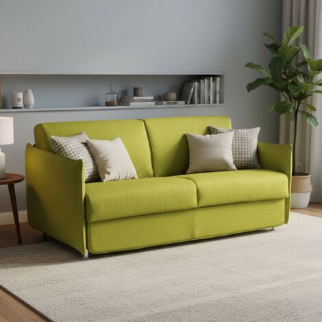 Dmora - Sofá cama 3 plazas Gravere, Sofá convertible para salón, acolchado, desenfundable, calidad 100% Made in Italy, 200x95 h90 cm, Verde