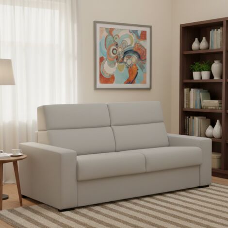 Dmora - Sofá cama 3 plazas Orsola, Sofá convertible para salón, acolchado, desenfundable, calidad 100% Made in Italy, 220x95 h100 cm, Gris claro