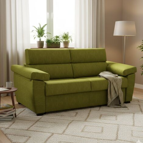Dmora - Sofá cama 3 plazas Paceco, Sofá convertible para salón, acolchado, desenfundable, calidad 100% Made in Italy, 225x95 h100 cm, Verde