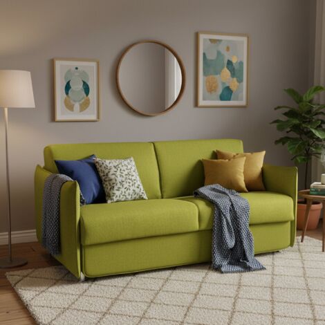 Dmora - Sofá cama 3 plazas Petronilla, Sofá convertible para salón, acolchado, desenfundable, calidad 100% Made in Italy, 200x95 h90 cm, Verde