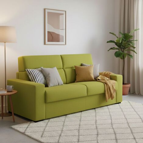 Dmora - Sofá cama 3 plazas Quindici, Sofá convertible para salón, acolchado, desenfundable, calidad 100% Made in Italy, 220x95 h100 cm, Verde