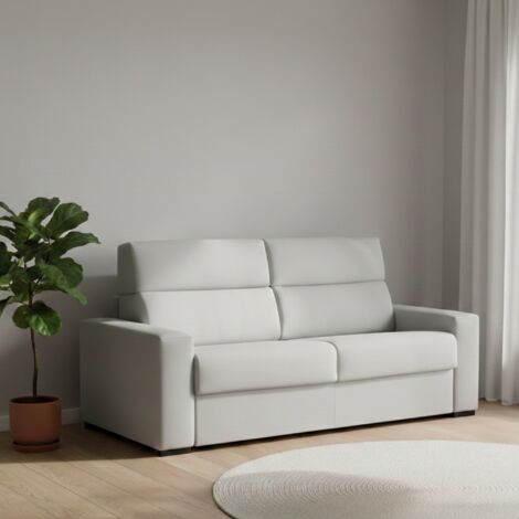 Dmora - Sofá cama 3 plazas Zeudi, Sofá convertible para salón, acolchado, desenfundable, calidad 100% Made in Italy, 220x95 h100 cm, Gris claro