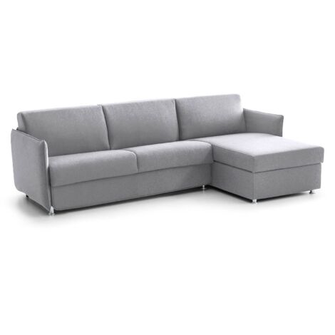 Dmora - Sofá cama con península Pina, Sofá esquinero transformable para salón, acolchado, desenfundable, calidad 100% Made in Italy, 260x160 h90 cm, Gris