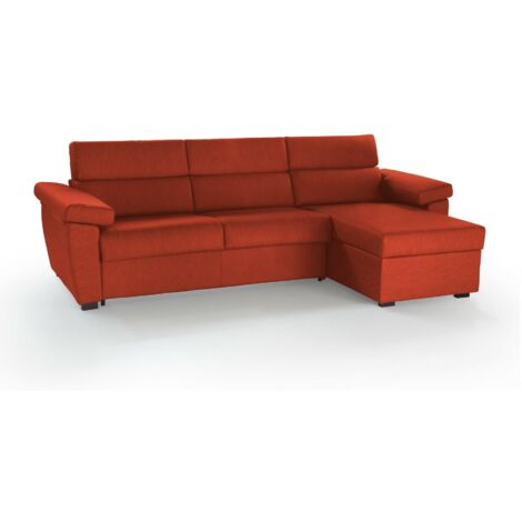 Dmora - Sofá cama con península Quinzia, Sofá esquinero convertible para salón, acolchado, desenfundable, 100% Made in Italy, 285x160 h100 cm, Naranja