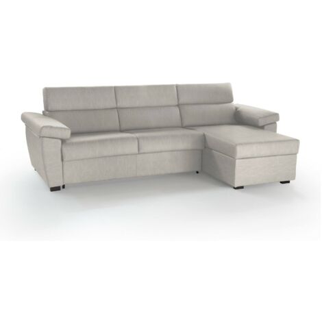Dmora - Sofá cama con península Quinzia, Sofá esquinero transformable para salón, acolchado, desenfundable, calidad 100% Made in Italy, 285x160 h100 cm, Beige