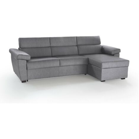 Dmora - Sofá cama con península Verdiana, Sofá esquinero convertible para salón, acolchado, desenfundable, 100% Made in Italy, 285x160 h100 cm, Gris