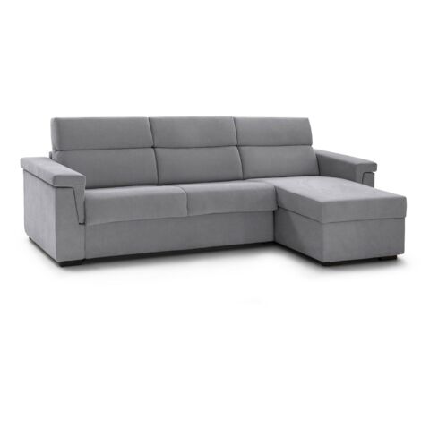 Dmora - Sofá cama con península Zara, Sofá esquinero transformable para salón, acolchado, desenfundable, calidad 100% Made in Italy, 285x160 h100 cm, Gris