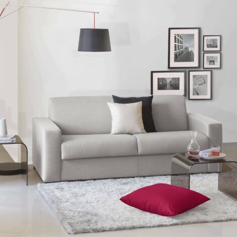 Dmora - Sofa cama Dabaida, Gran Sofá de 2 plazas, 100% Made in Italy, Sofá de salón con apertura giratoria, en tela acolchada, con reposabrazos delgados, Cm 180x95h90, Gris