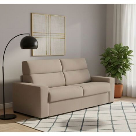 Dmora - Sofá fijo 2 plazas Quanna, Sofá lineal para salón, acolchado, desenfundable, calidad 100% Made in Italy, 200x95 h100 cm, Tórtola
