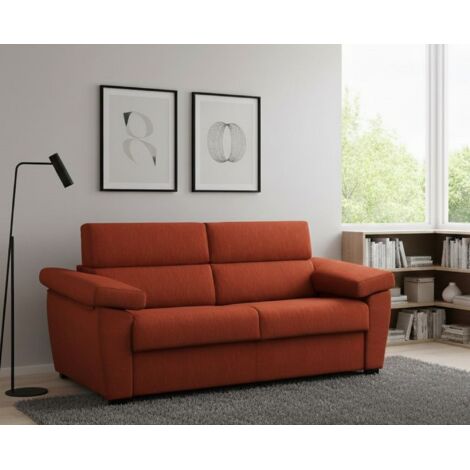 Dmora - Sofá fijo 2 plazas Quirina, Sofá lineal para salón, acolchado, desenfundable, calidad 100% Made in Italy, 185x95 h100 cm, Naranja