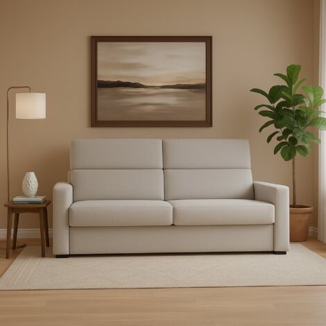 Dmora - Sofá fijo 3 plazas Ozegna, Sofá lineal para salón, acolchado, desenfundable, calidad 100% Made in Italy, 220x95 h100 cm, Gris claro