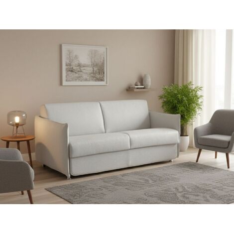 Dmora - Sofá fijo 3 plazas Severo, Sofá lineal para salón, acolchado, desenfundable, calidad 100% Made in Italy, 200x95 h90 cm, Gris claro
