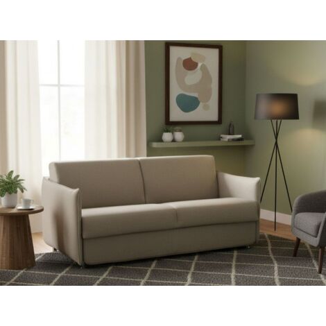 Dmora - Sofá fijo 3 plazas Virna, Sofá lineal para salón, acolchado, desenfundable, calidad 100% Made in Italy, 200x95 h90 cm, Tórtola
