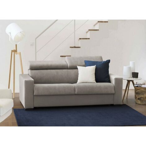 Dmora - Sofá fijo Dkalul, Gran Sofá de 2 plazas, 100% Made in Italy, Sofá Sala de estar, en tela acolchada, con reposacabezas ajustable y reposabrazos estándar, Cm 200x95h85, Tórtola