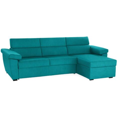 Dmora - Sofa mit Halbinsel Ceto, Ecksofa für Wohnzimmer, gepolstert, abnehmbarer Bezug, 100 % Made in Italy-Qualität, 285x160 h100 cm, Hellblau