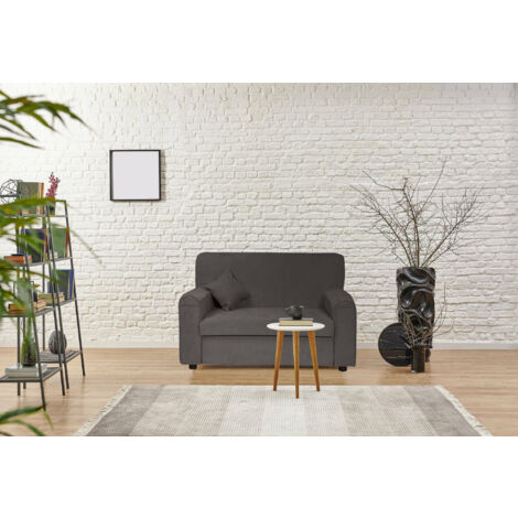Dmora Sofá moderno de tela de 2 plazas, Made in Italy, Sofá para apartamentos pequeños, con cojines, 125x73xh85 cm, color gris
