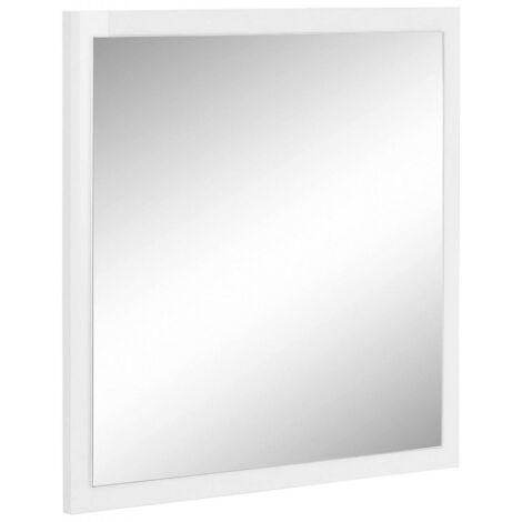 Dmora Specchiera da parete con cornice, Made in Italy, Specchio da bagno, cm 60x2h60, colore Bianco lucido, con imballo rinforzato