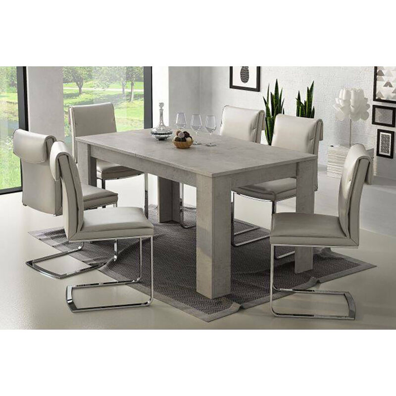 Table à manger extensible, cm 160 x 88 x 79, avec allongement de 60 cm, couleur gris - Dmora