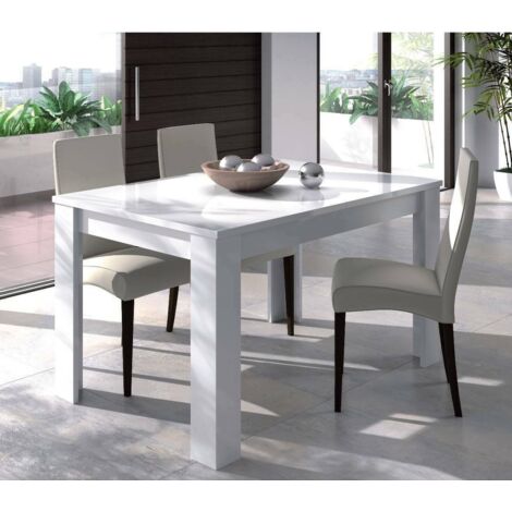 Dmora – Table à rallonge extensible 140/190x90 cm – Blanc brillant – Système d'ouverture pratique – Accueille jusqu'à 6 personnes - 190x90h78