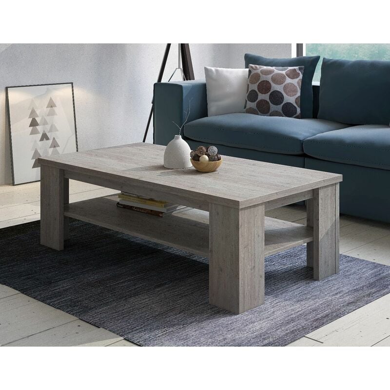 Dmora - Table basse, 110 x 55 x 41 cm, coloris chêne clair, avec emballage renforcé