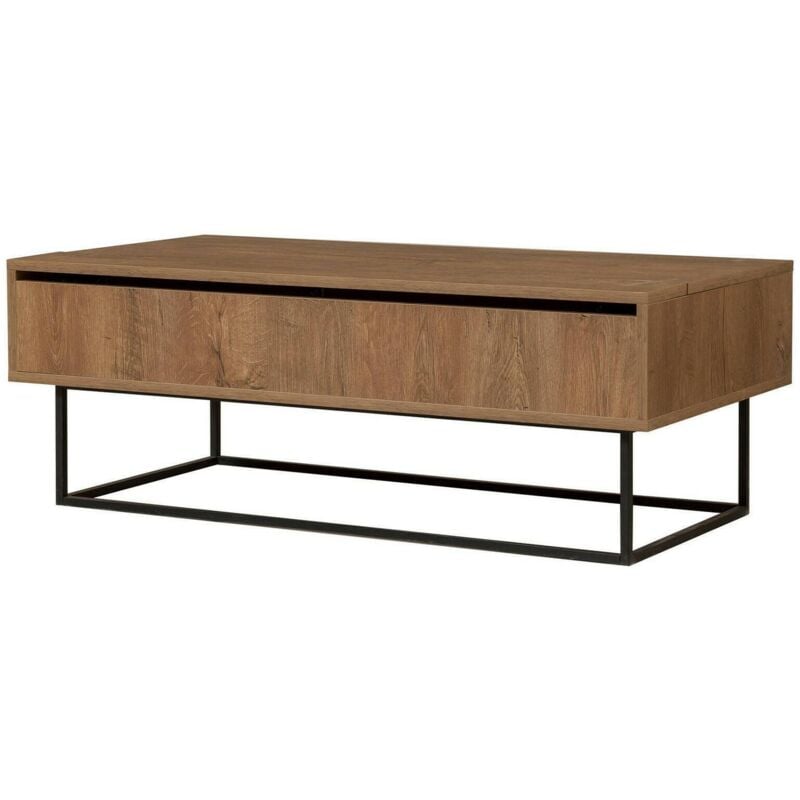 Dmora - Table basse Alhina, Table basse, Porte-revues pour canapé, Etagère de salon, 120x60h43 cm, Noyer et Noir, avec emballage renforcé