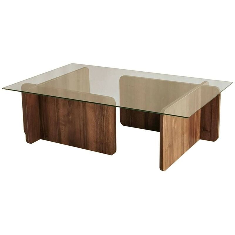 Dmora - Table basse Asellus, Table basse, Porte-revues pour canapé, Etagère de salon, 105x65h40 cm, Noyer, avec emballage renforcé
