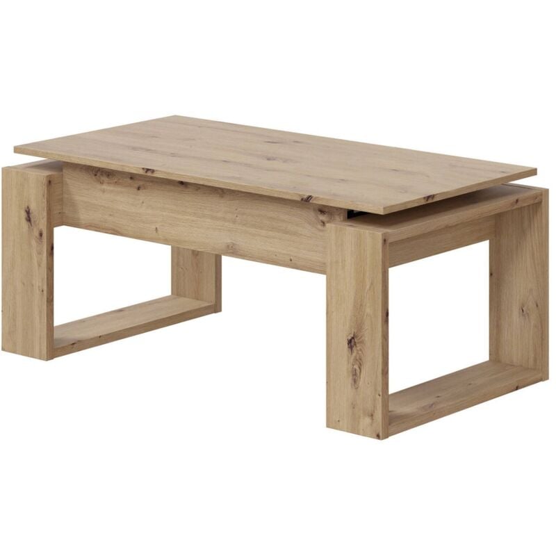 Dmora - Table à café Flint, Table basse avec plateau relevable, Table basse pour le salon, cm 105x55h45/56, Noeuds de chêne, avec emballage renforcé