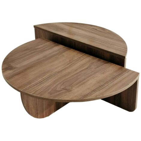 Dmora - Table basse Canopus, Table basse, Porte-revues pour canapé, Etagère de salon, 90x90h35 cm, Noyer Foncé, avec emballage renforcé
