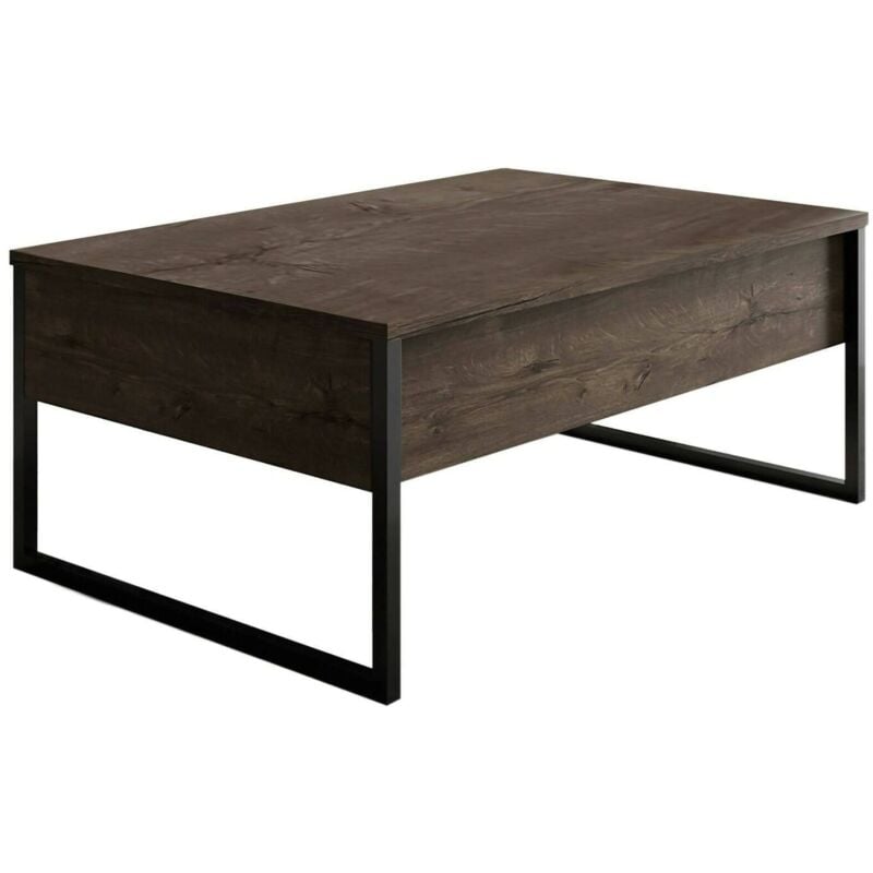Table basse Dgiagnon, Table basse, Porte-revues pour canapé, Etagère de salon, 90x60h40 cm, Noyer et Noir - Dmora