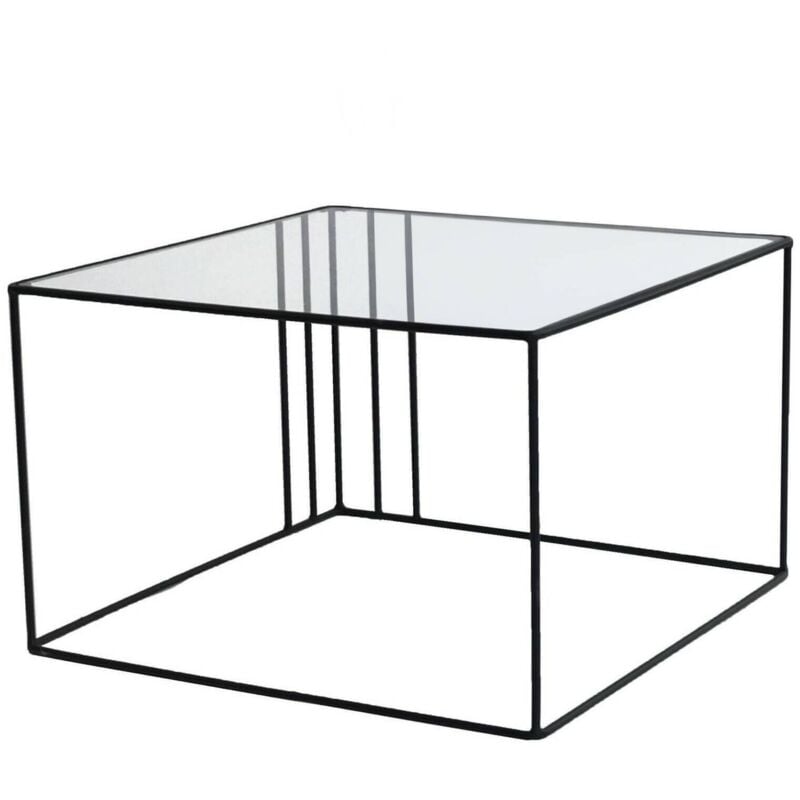 Dmora - Table basse Dkaramok, Table basse, Porte-revues pour canapé, Etagère de salon, 55x55h36 cm, Noir