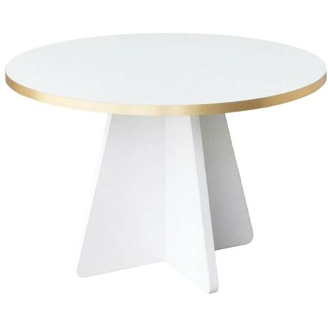 Dmora - Table basse Dkluiver, Table basse, Porte-revues pour canapé, Etagère de salon, 60x60h40 cm, Or et Blanc