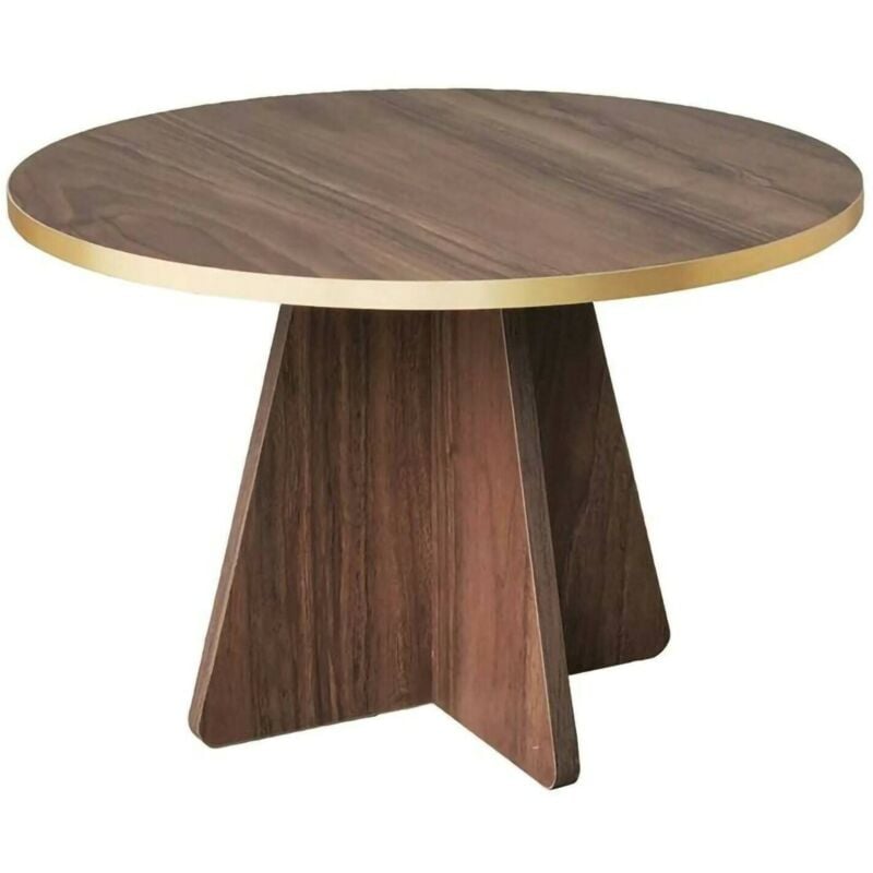 Dmora - Table basse Elnath, Table basse, Porte-revues pour canapé, Etagère de salon, 60x60h40 cm, Or et Noyer, avec emballage renforcé