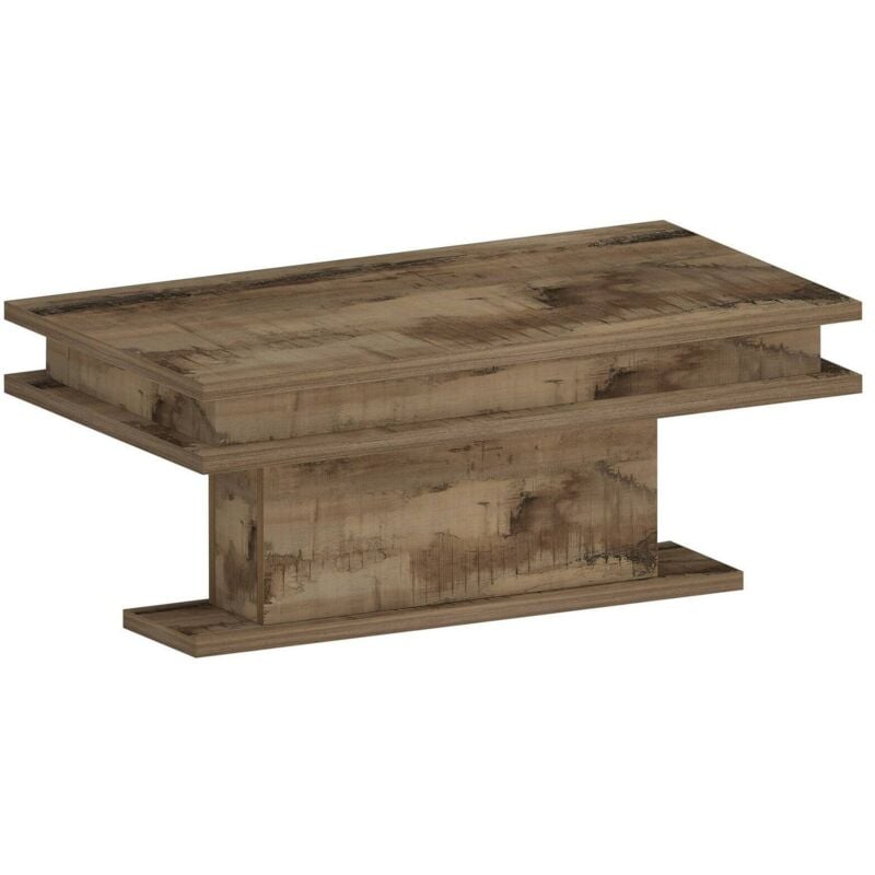 Dmora - Table basse Léon, Table basse de salon, Meuble bas de rangement, Table basse, 100x55h42 cm, Érable avec lumière LED, avec emballage renforcé