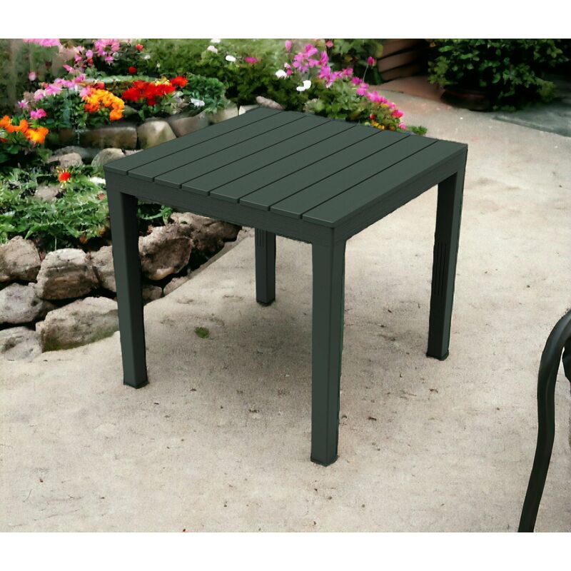 Table d'extérieur Vicenza, Table de jardin carrée, Table fixe intérieure et extérieure, 100% Made in Italy, 100% Made in Italy, Cm 78x78h72,