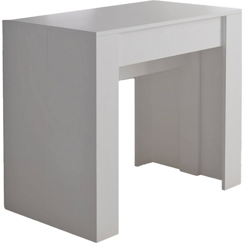 Dmora - Table à manger moderne, Console extensible jusqu'à 10 places, Dimensions 90 x 51 x 77 cm (jusqu'à 237 avec rallonges), Couleur blanche