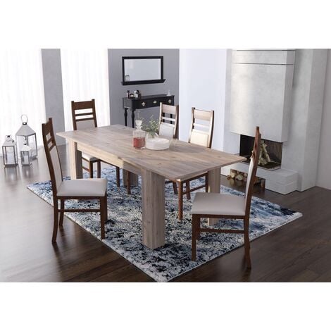 Dmora Table de salle à manger à rallonge, Console à rallonge, Table moderne avec rallonge, 140 / 200x88h75 cm, Couleur chêne, avec emballage renforcé