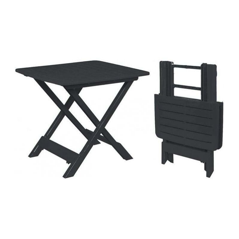 Table d'extérieur pliante, Table de bar, Table de jardin, 72x80h70 cm, Couleur anthracite, avec emballage renforcé - Dmora