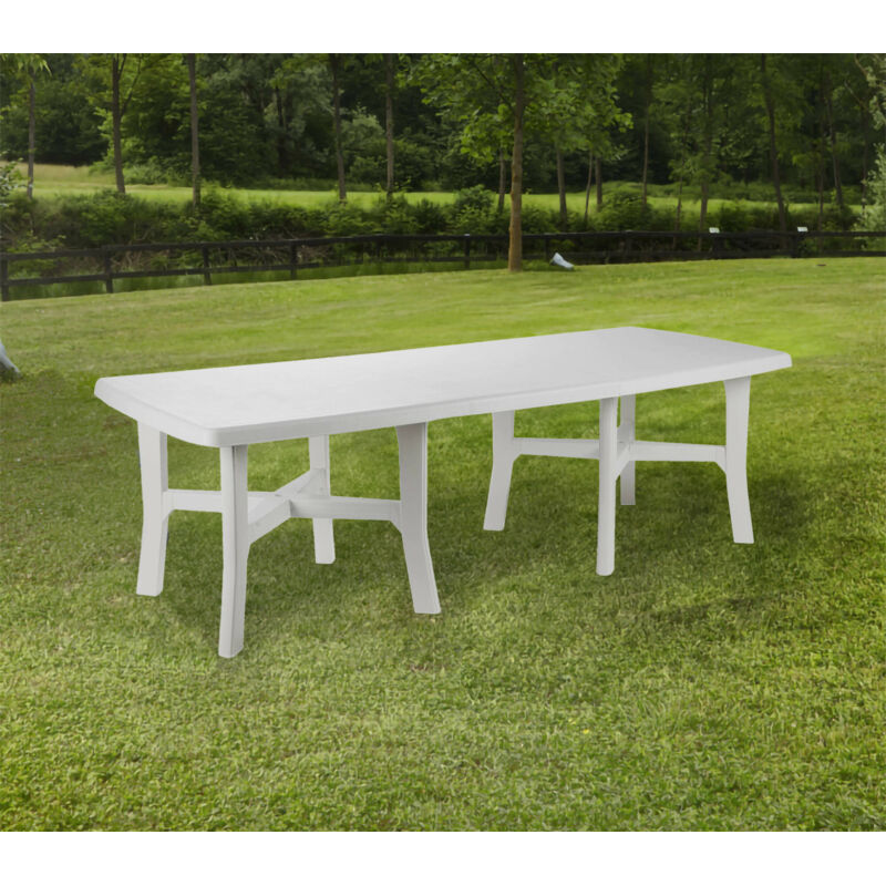 Table d'extérieur Messina, Table à manger extensible, Table de jardin polyvalente rectangulaire, 100% Made in Italy, Cm 160x90h72, Blanc - Dmora