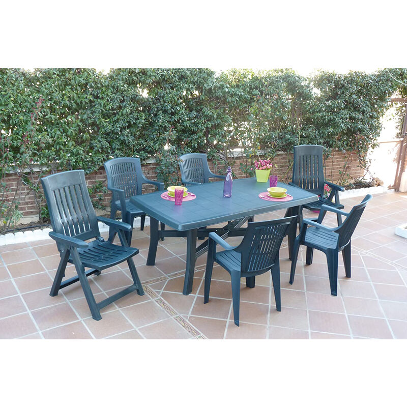 Table d'extérieur rectangulaire, Made in Italy, 180x100x72 cm, couleur Vert - Dmora