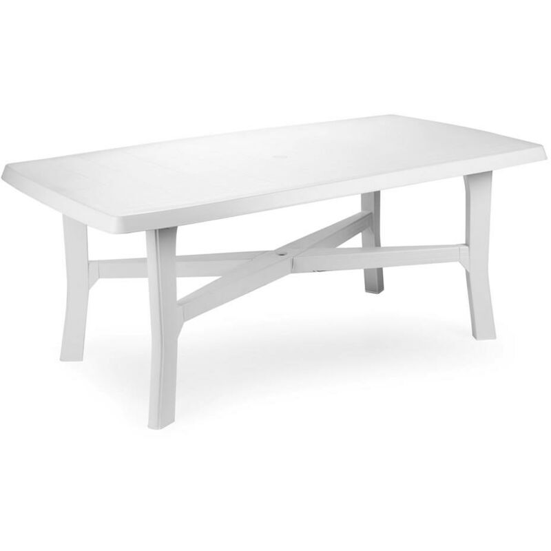 Dmora - Table d'extérieur rectangulaire, Made in Italy, 180x100x72 cm, couleur Blanc, avec emballage renforcé
