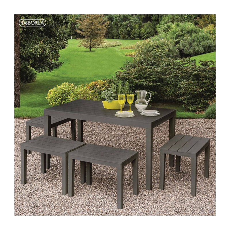 Table d'extérieur Dmoto, Table à manger rectangulaire, Table de jardin polyvalente pour l'intérieur et l'extérieur, 100% Made in Italy, 138x78h72 cm,