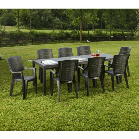 Dmora - Table d'extérieur Susa, Table à manger rectangulaire extensible, Table de jardin extensible, 100% Made in Italy, 150x90h72 cm, Anthracite