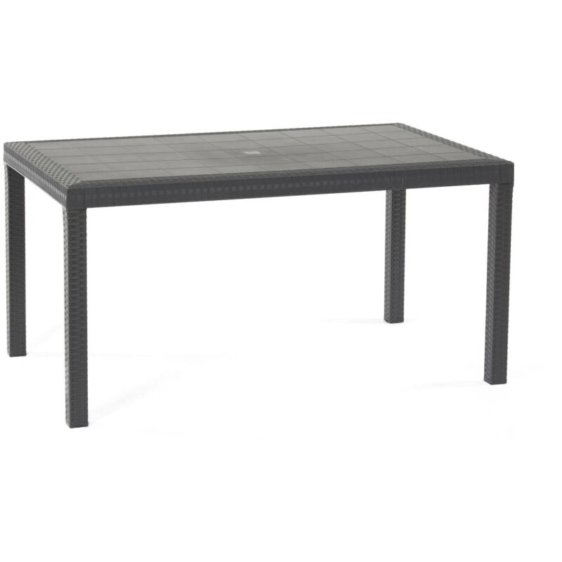 Dmora Table d'extérieur Giove, Table de jardin rectangulaire, Table de jardin polyvalente effet rotin, 100% Made in Italy, Cm 150x90h74, Anthracite