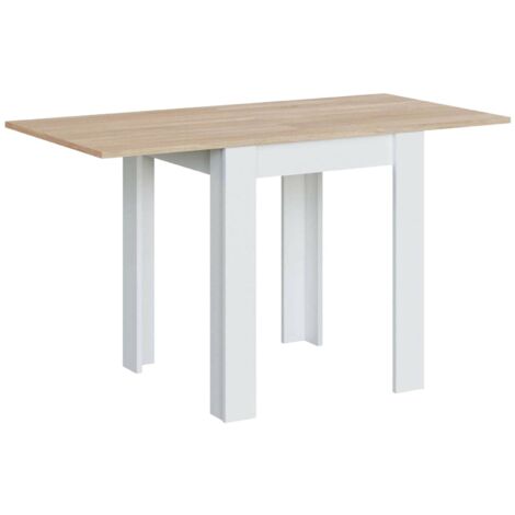 Dmora – Table extensible Dkuavit 67x67/135 cm – Panneau mélaminé blanc et chêne – Charnières invisibles – Système de verrouillage et glissières métal - 135h79